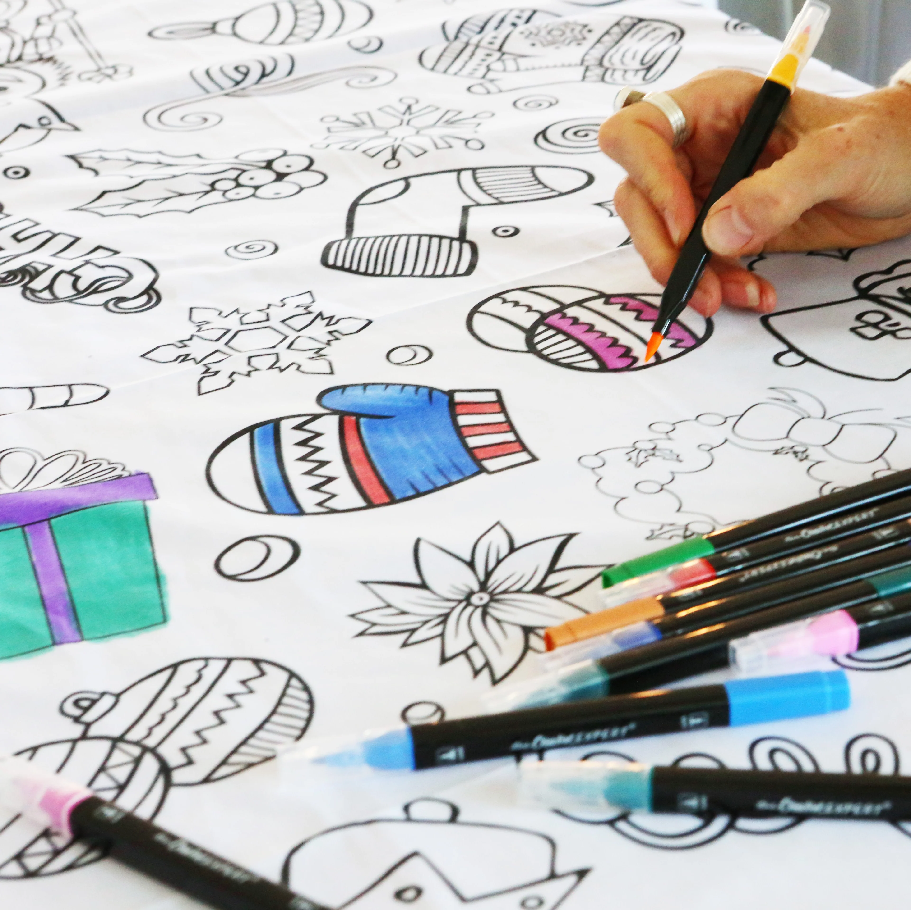 Christmas Washable Coloring Tablecloth- Reusable Coloring Activity - Image 2