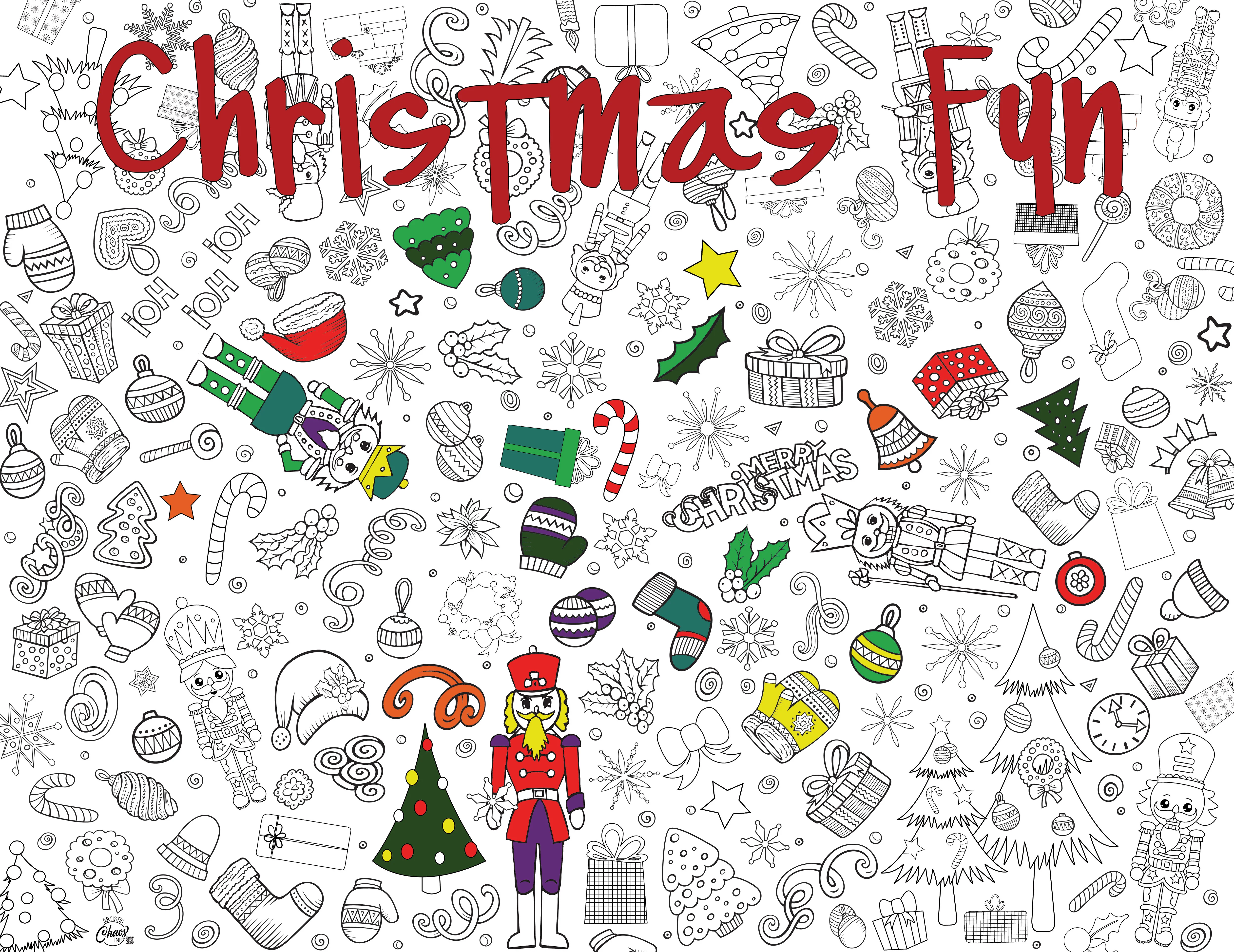 Christmas Washable Coloring Tablecloth- Reusable Coloring Activity - Image 6