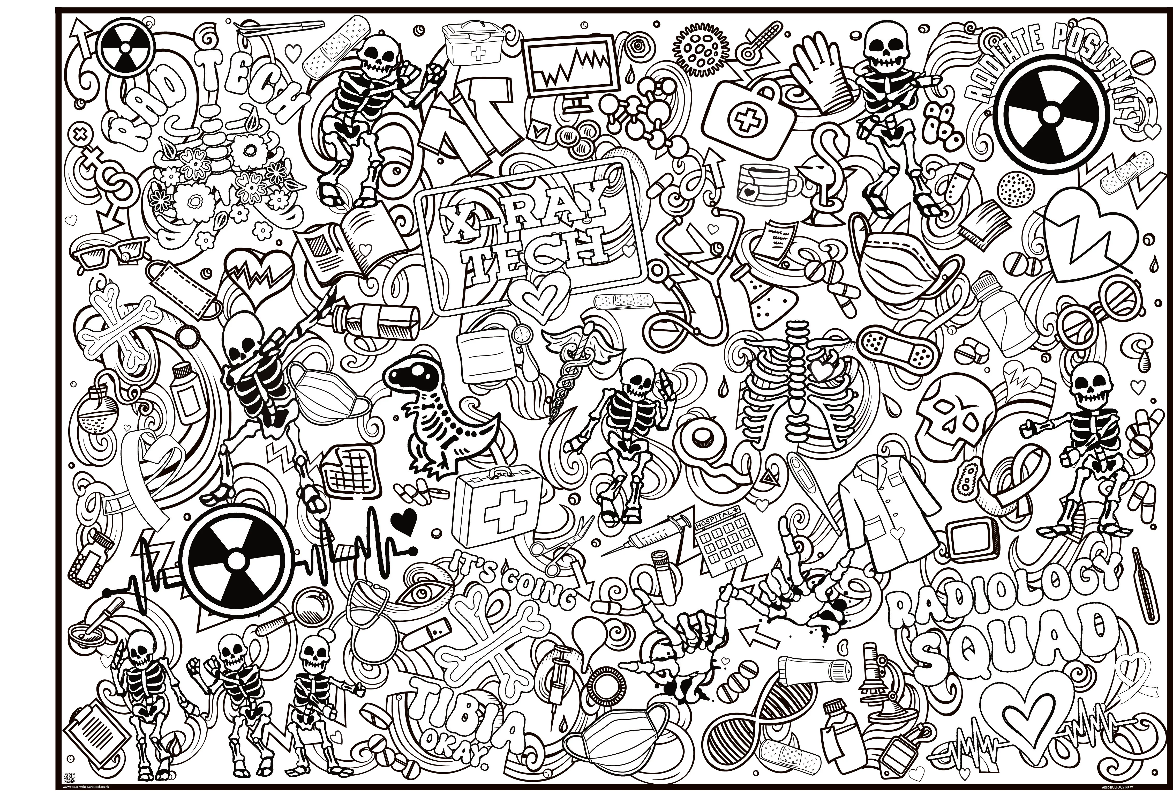 Radiology Giant Coloring Poster - Rad Tech Week -Radiology Week (RAD Week) Coloring Poster – Medical Imaging Appreciation Group Activity - Image 4