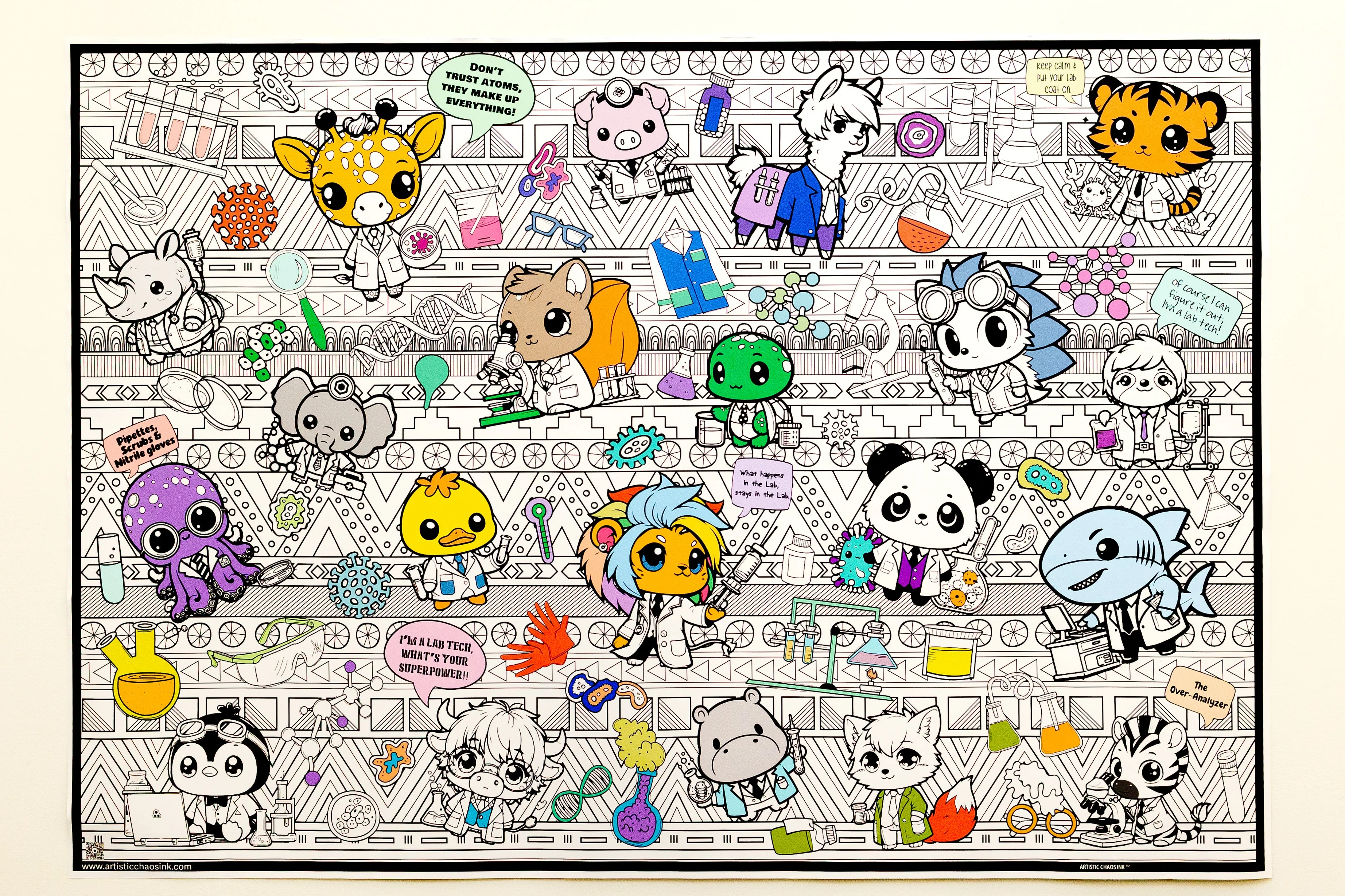 PERSONALIZED Lab Animals Lab Week Coloring Poster | Team Fun - Image 3