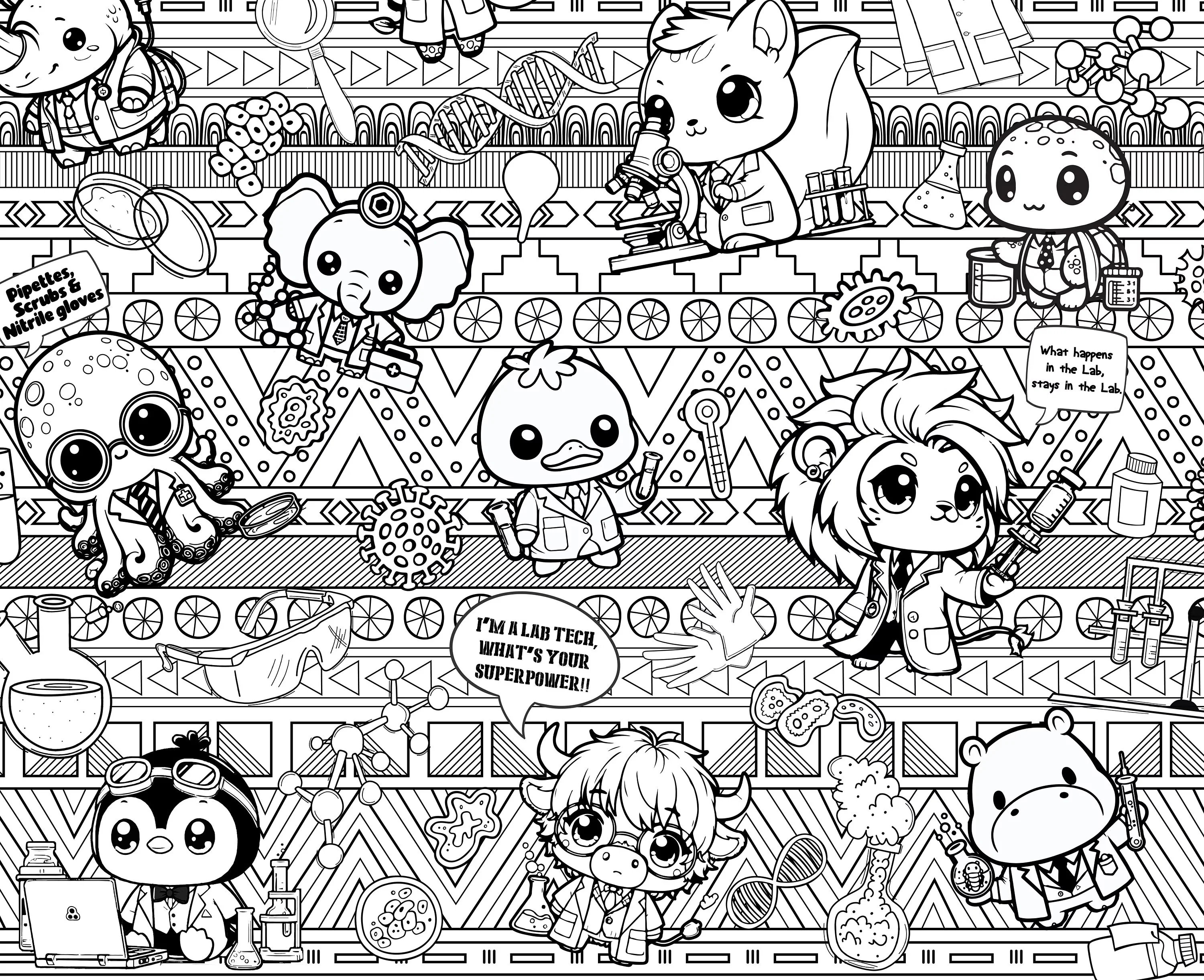 PERSONALIZED Lab Animals Lab Week Coloring Poster | Team Fun - Image 15