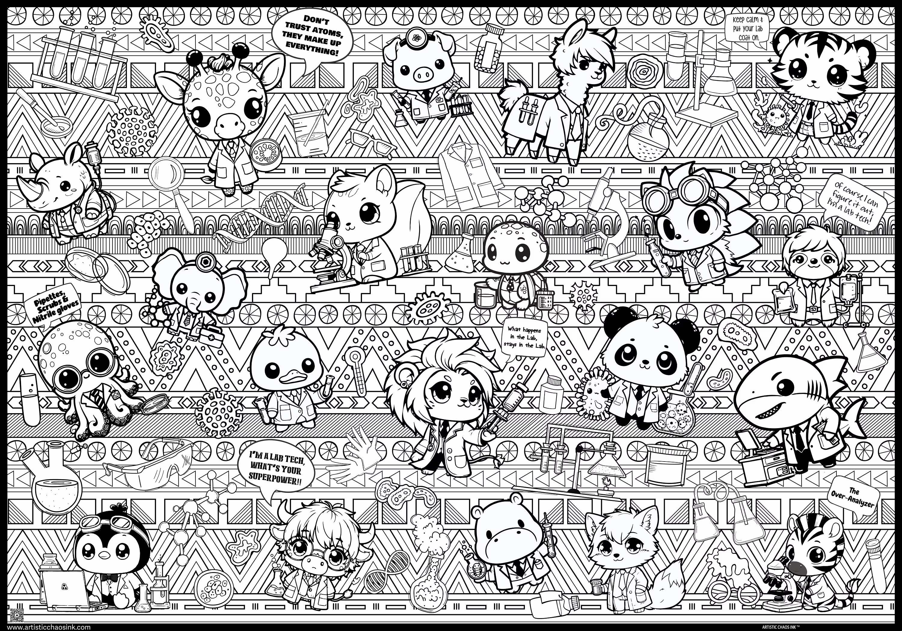 PERSONALIZED Lab Animals Lab Week Coloring Poster | Team Fun - Image 10