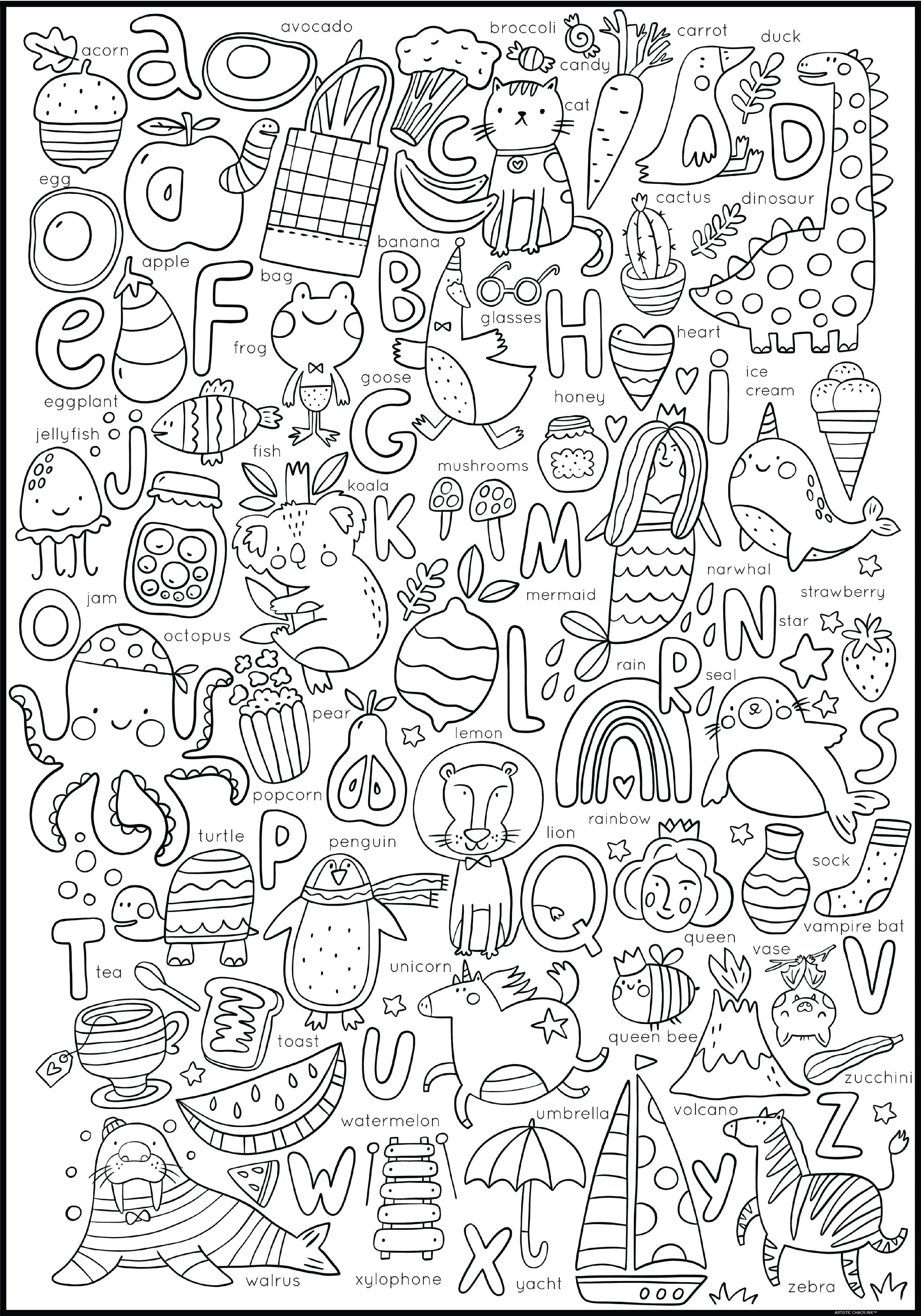 Preschool ABC's Giant Coloring Poster - Giant Easy Flow Coloring Wall Art, Large Open Space Design for Relaxing Coloring - Image 3