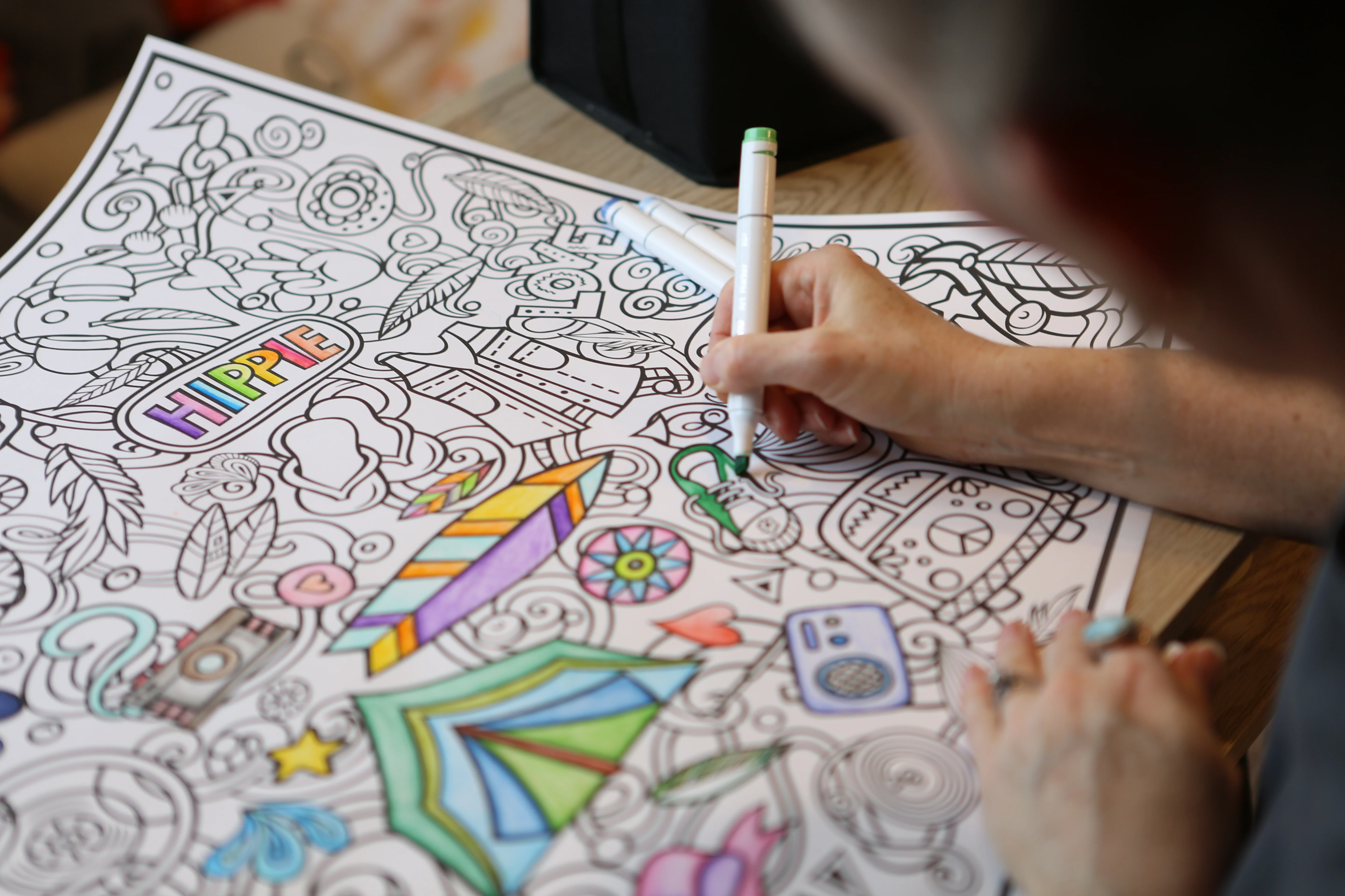 Bohemian Hippie Giant Coloring Poster - Large group Activity for all the Free Spirits, Stress-Free Peace Love Coloring for All - Image 13