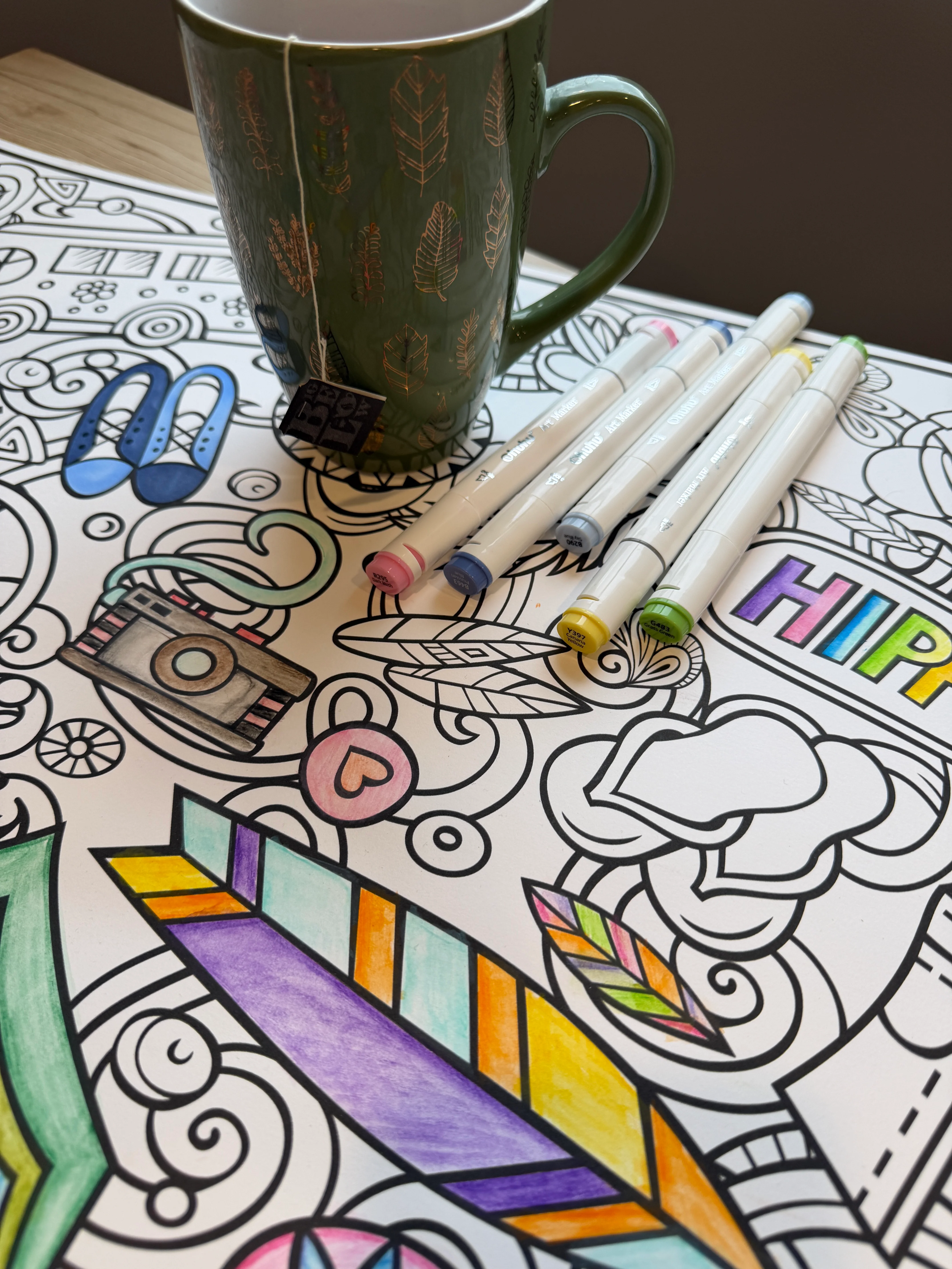Bohemian Hippie Giant Coloring Poster - Large group Activity for all the Free Spirits, Stress-Free Peace Love Coloring for All - Image 11