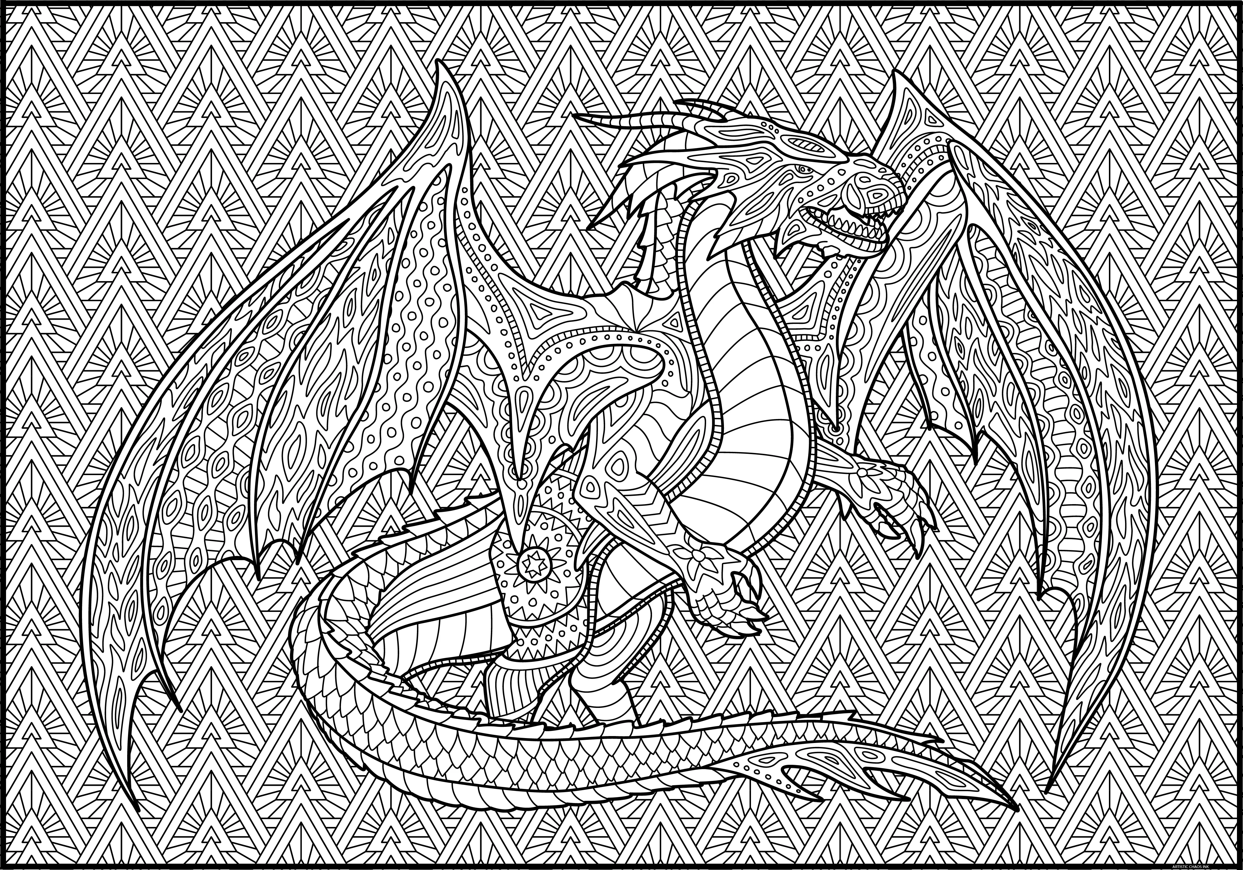 Dragon Giant Coloring Poster-Large Mythical Coloring Wall Art, Fantasy Group Coloring Activity for Kids & Dreamers - Image 3