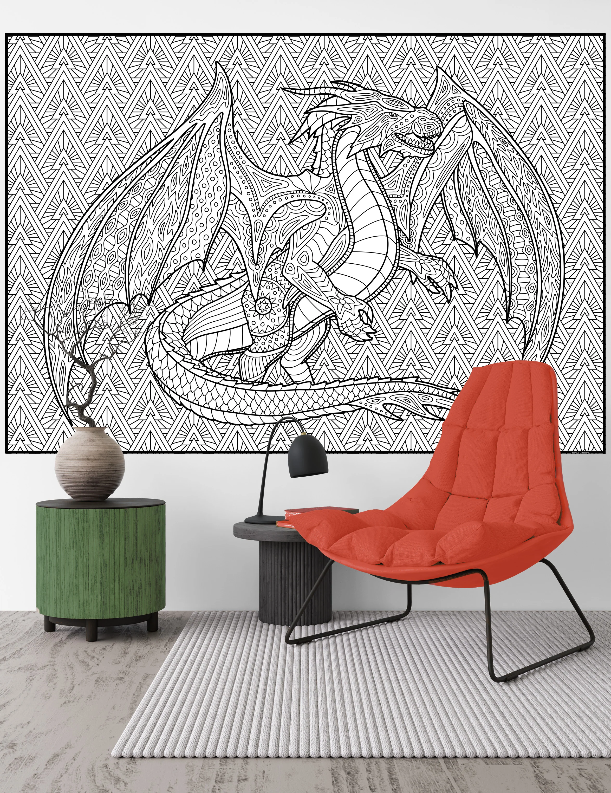 Dragon Giant Coloring Poster-Large Mythical Coloring Wall Art, Fantasy Group Coloring Activity for Kids & Dreamers - Image 7
