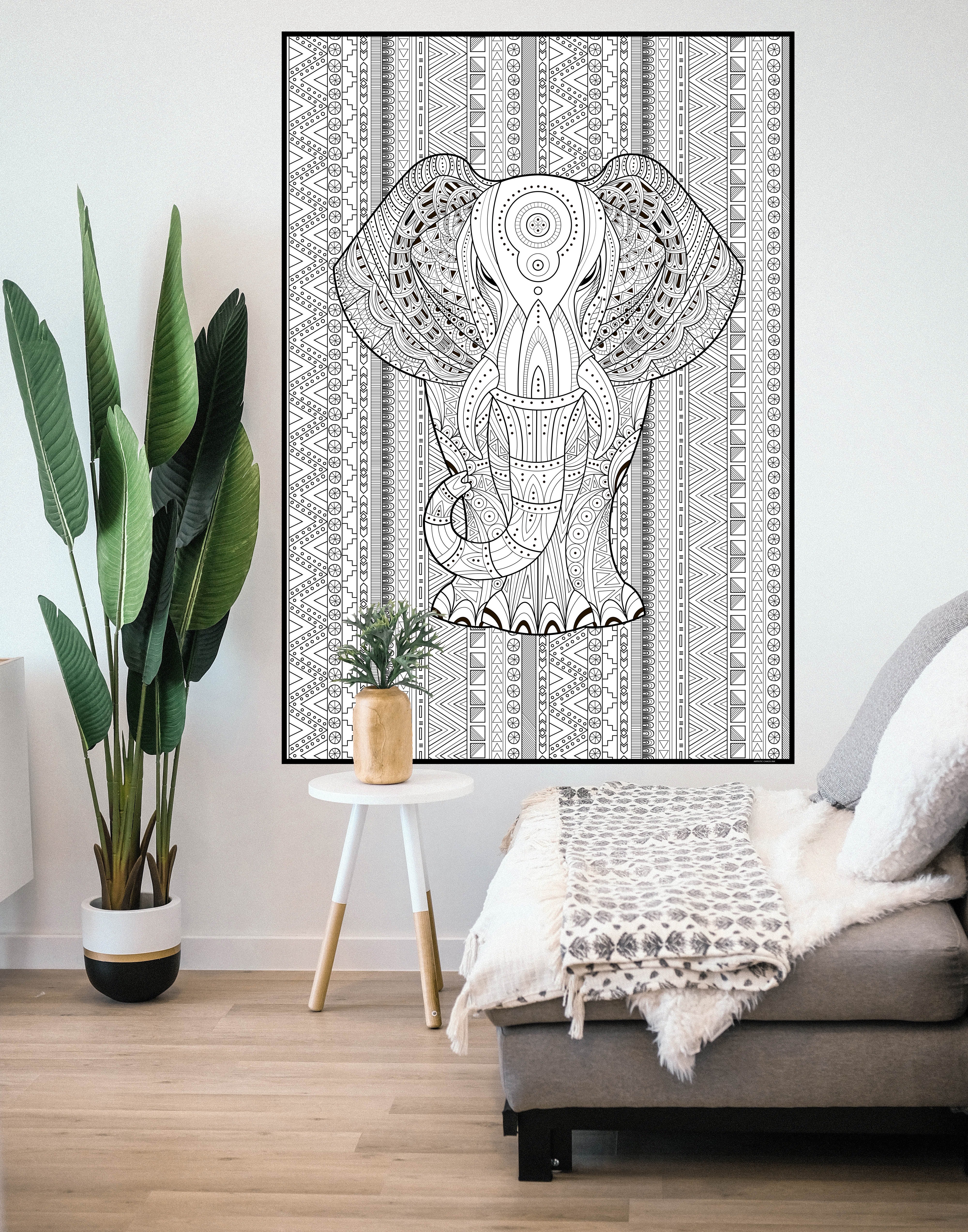 Elephant Premium Giant Coloring Poster- Large Wall Art, Group Coloring Activity for Kids, Families & Learning - Image 4