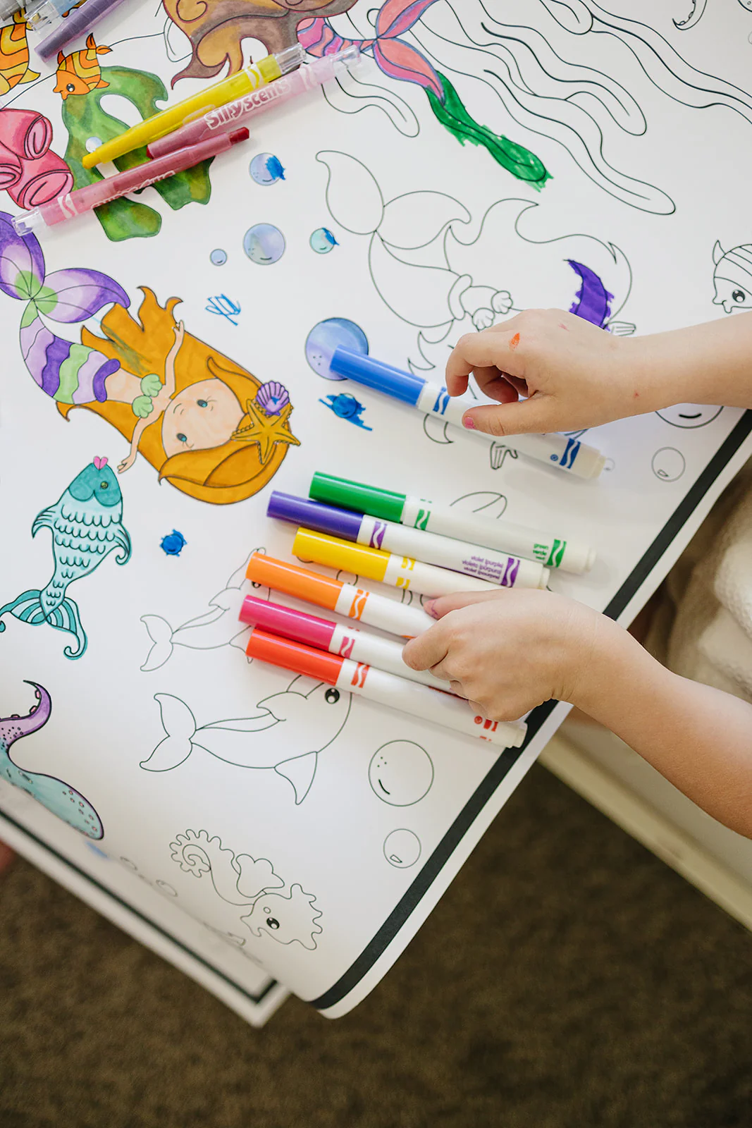 Mermaid Giant Coloring Poster- Large Fantasy Coloring Wall Art, Magical Group Coloring Activity for Kids & Dreamers - Image 10