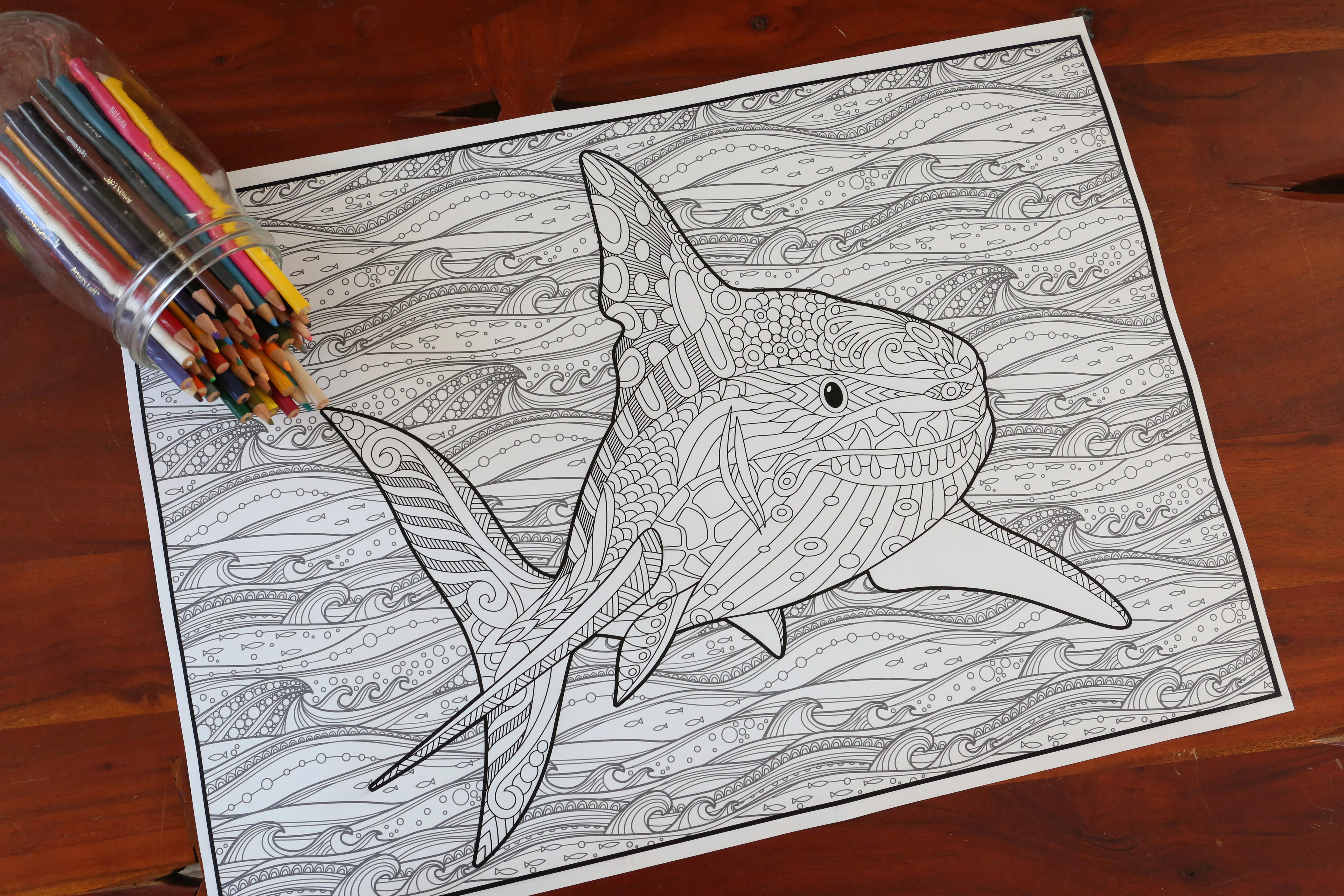 Shark Giant Coloring Poster – Large Ocean Wall Art, Group Coloring Activity for Kids, Families & Parties - Image 9
