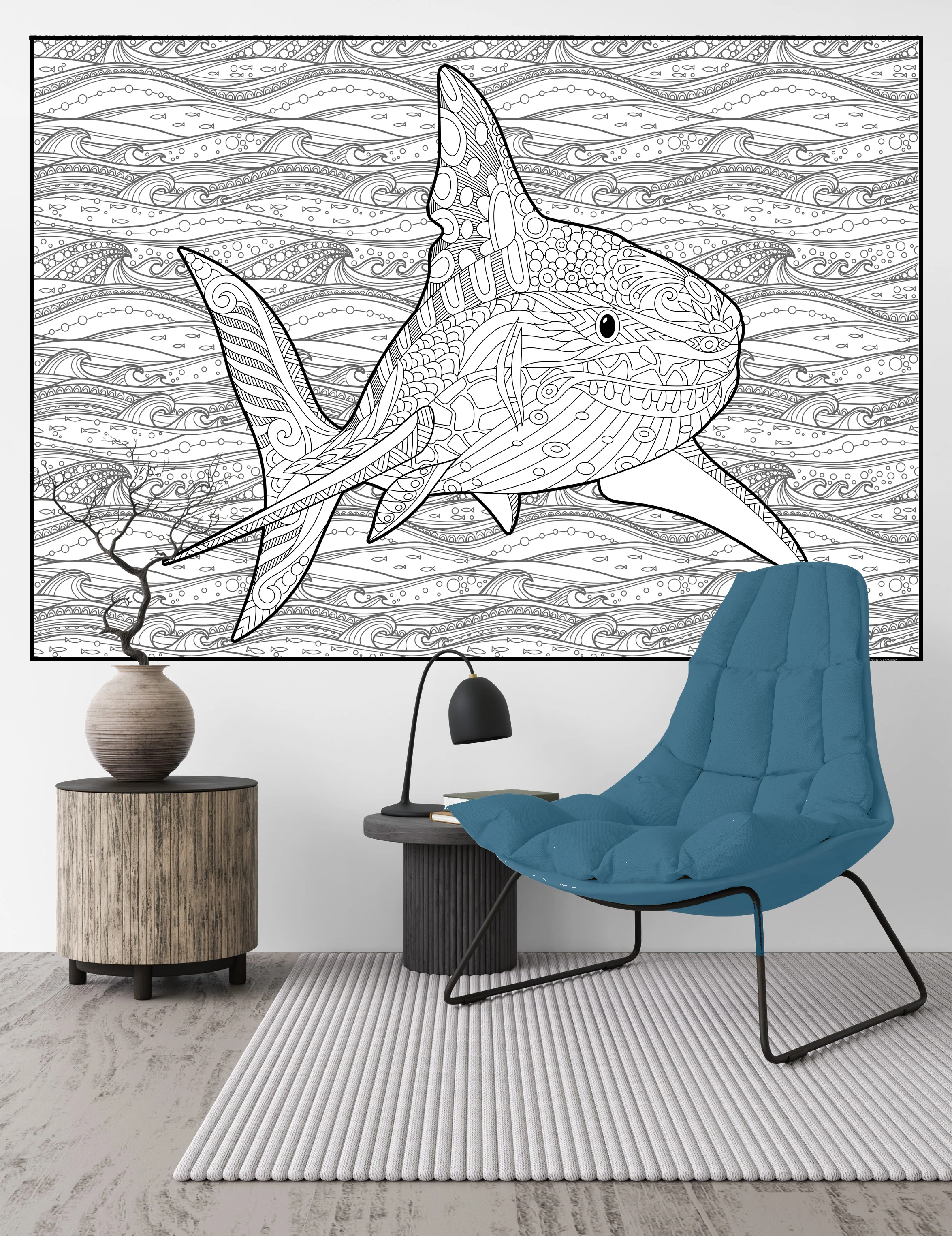Shark Giant Coloring Poster – Large Ocean Wall Art, Group Coloring Activity for Kids, Families & Parties - Image 6