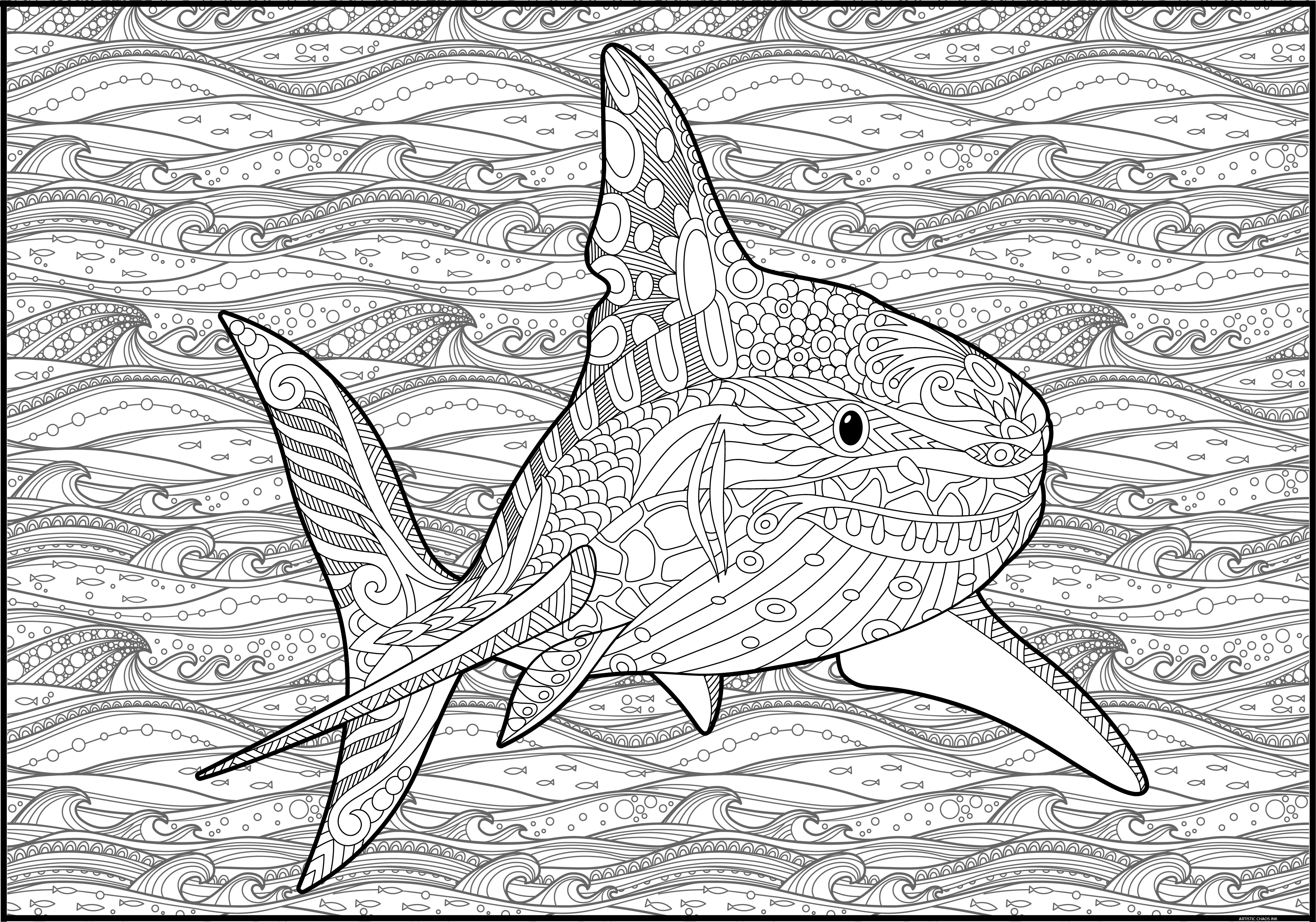 Shark Giant Coloring Poster – Large Ocean Wall Art, Group Coloring Activity for Kids, Families & Parties - Image 4
