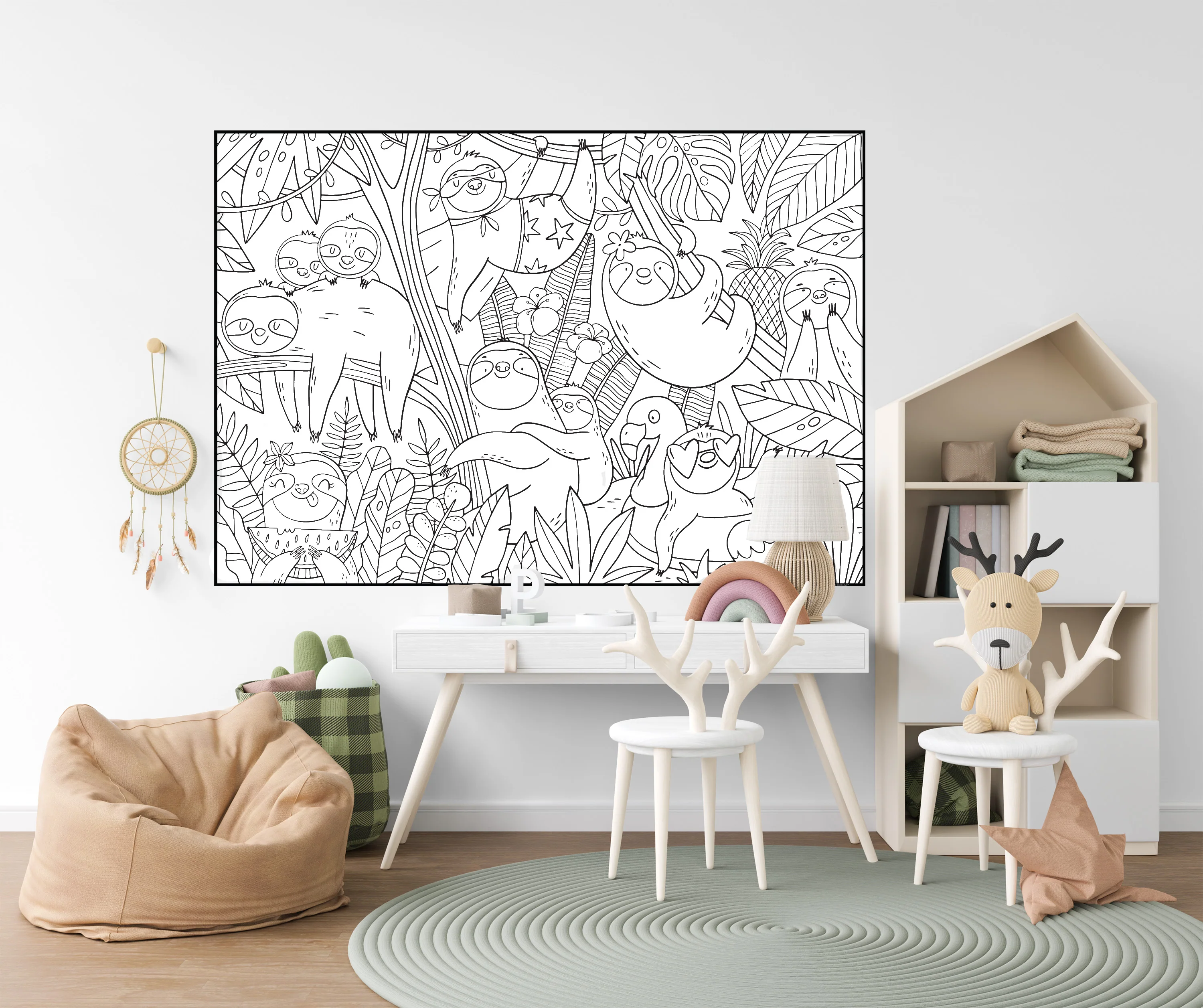 Silly Sloths Giant Coloring Poster- Large Open Design, Stress Free Coloring Wall Art Poster - Image 6