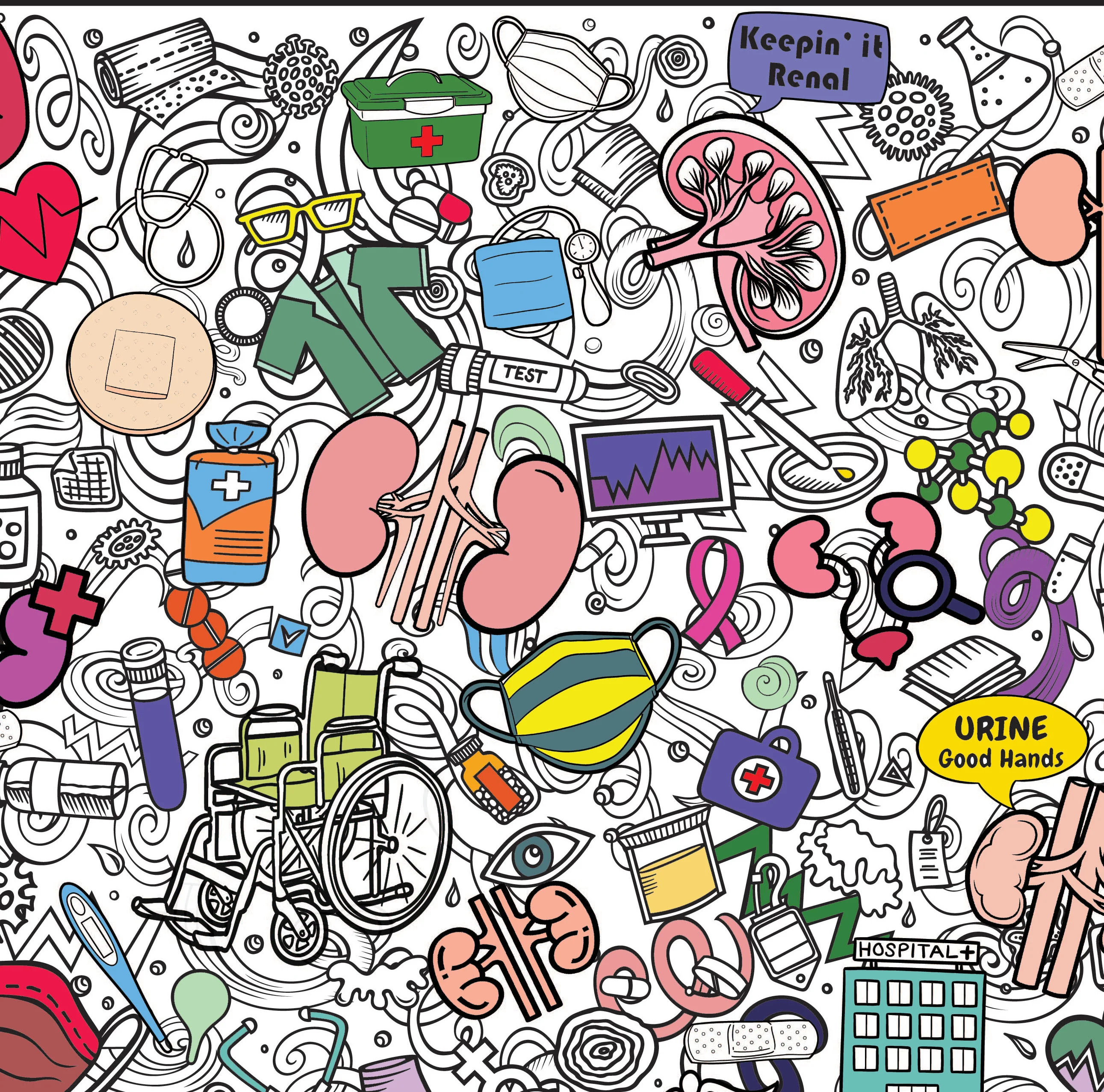 Kidney and Dialysis Awareness-Kidney & Dialysis Awareness Coloring Poster – Nephrology Appreciation & Patient Engagement Activity - Image 6