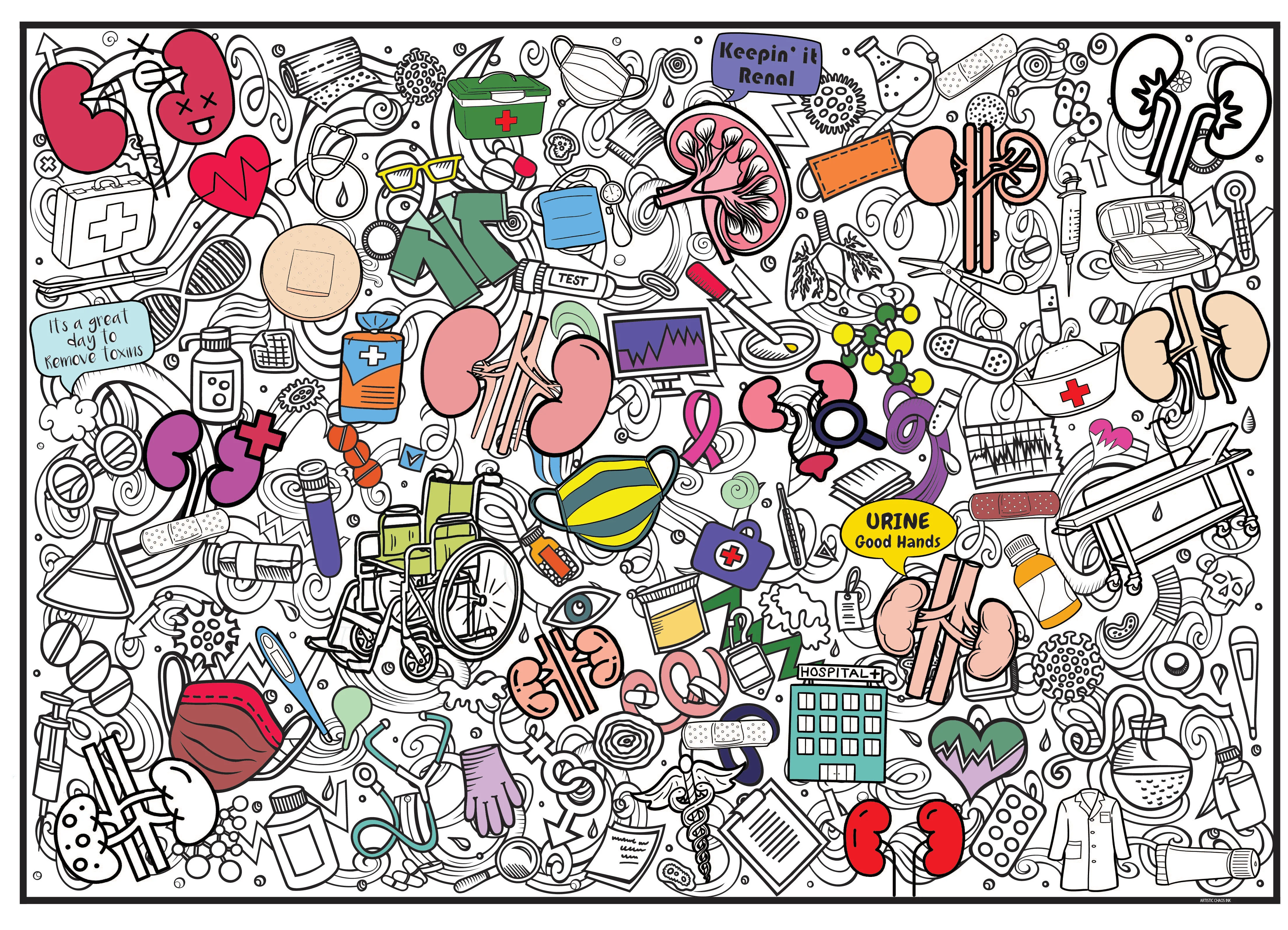 Kidney and Dialysis Awareness-Kidney & Dialysis Awareness Coloring Poster – Nephrology Appreciation & Patient Engagement Activity - Image 8