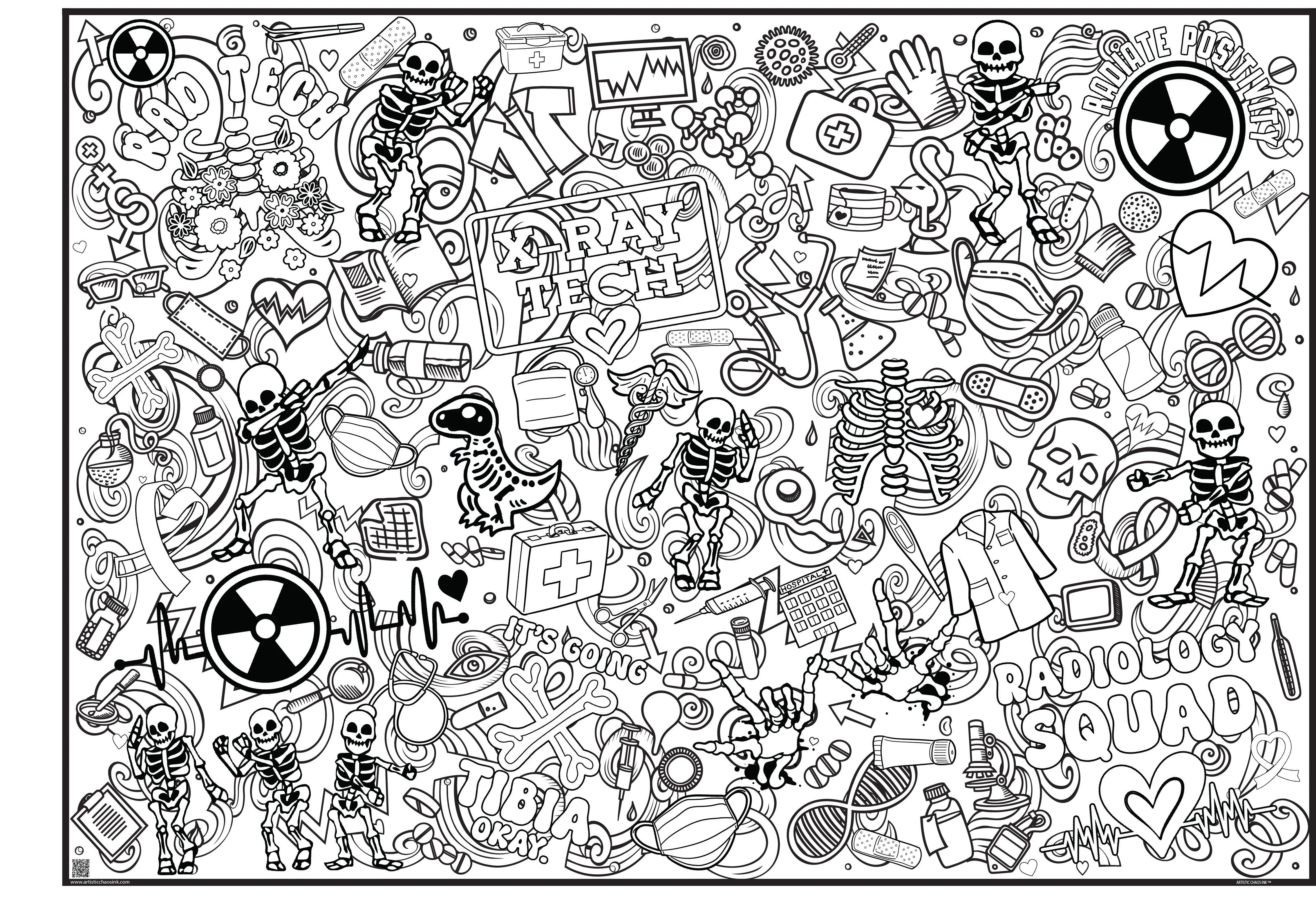 PERSONALIZED Radiology Coloring Poster-Rad Tech Week | Staff Fun - Image 11