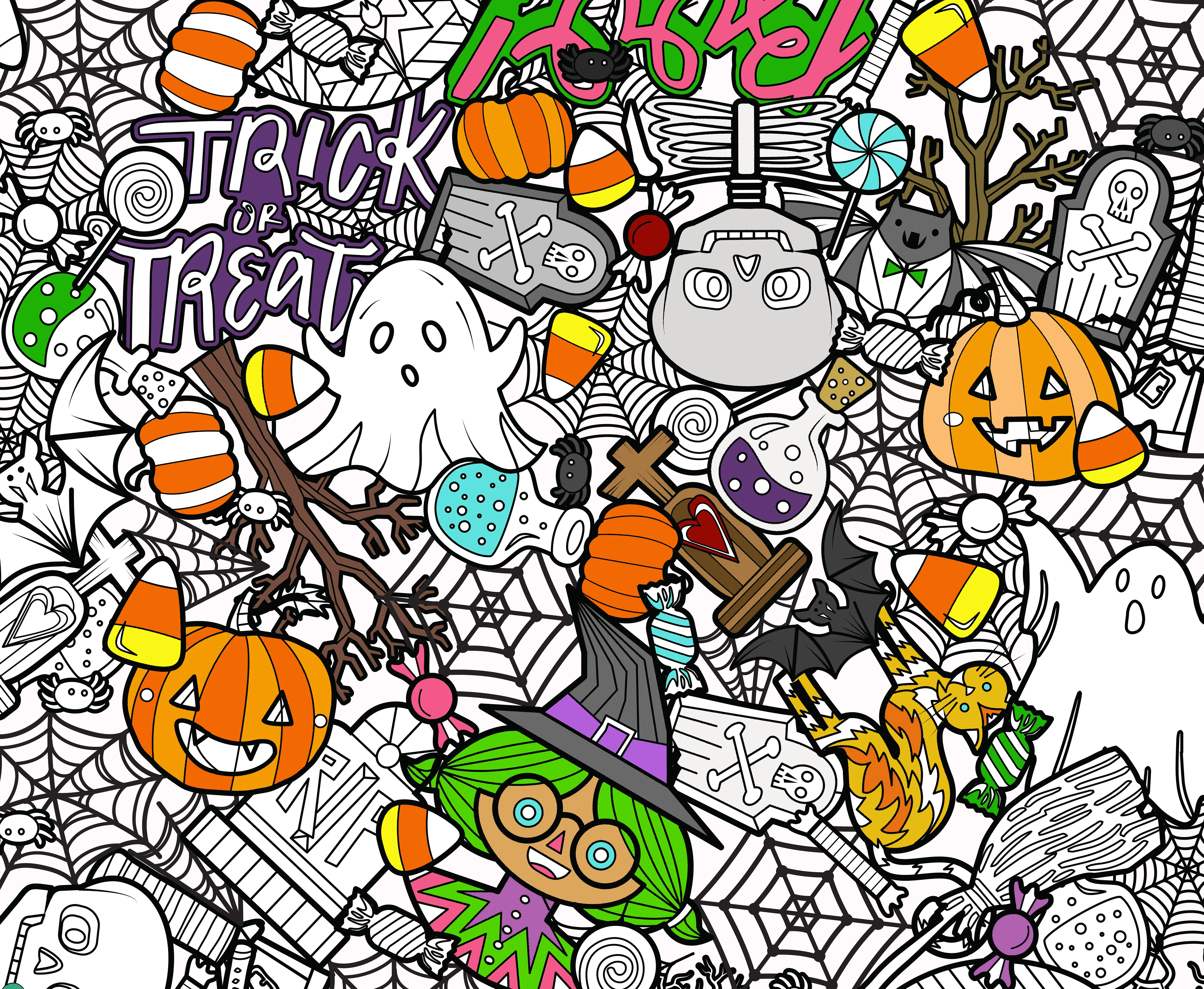 Halloween Costume Party Giant Coloring Poster – Large Halloween Wall Art, Family & Group Coloring Activity for Parties & Celebrations - Image 6