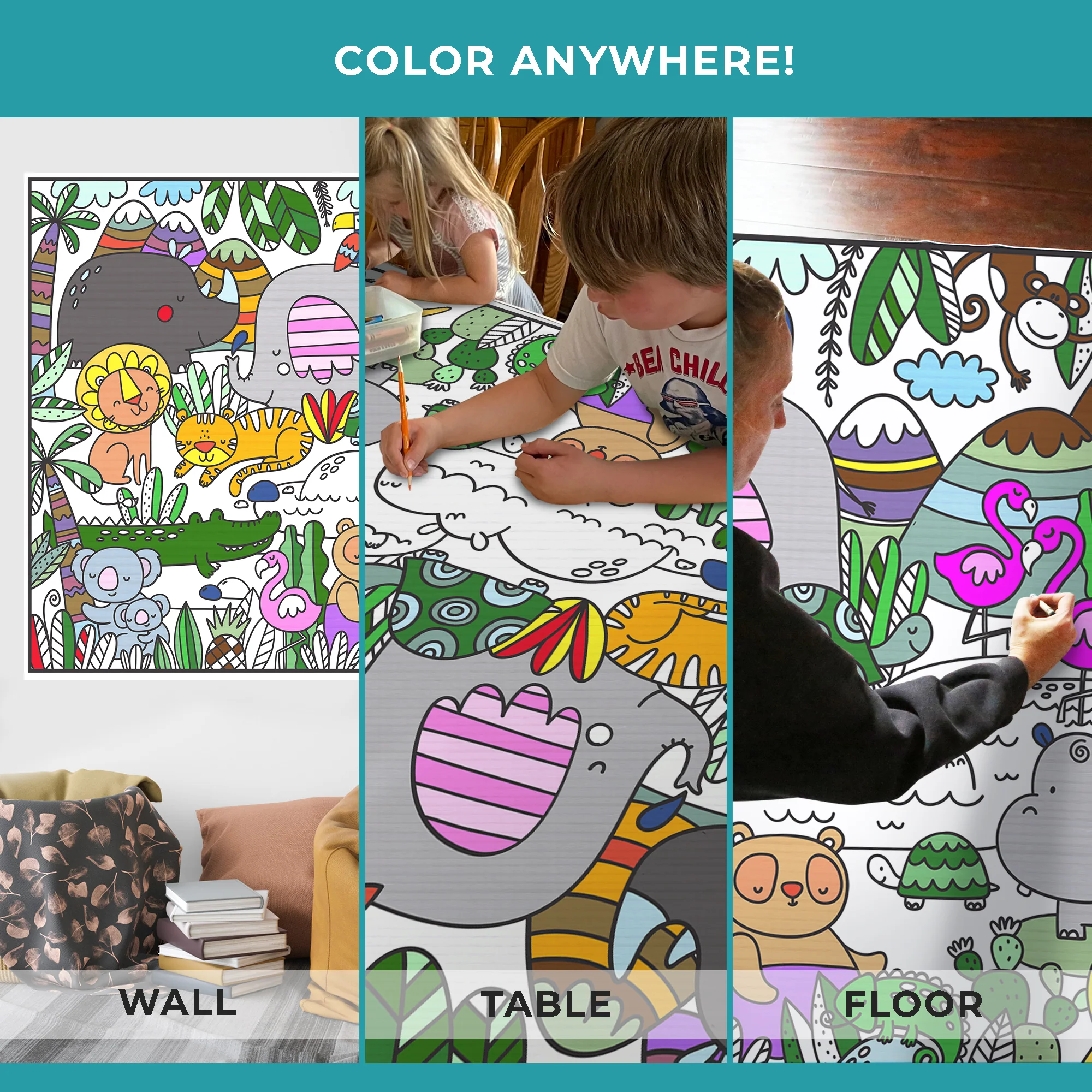 Jungle Giant Coloring Poster-Coloring Wall Art, Open Space Design for Group Coloring - Image 3