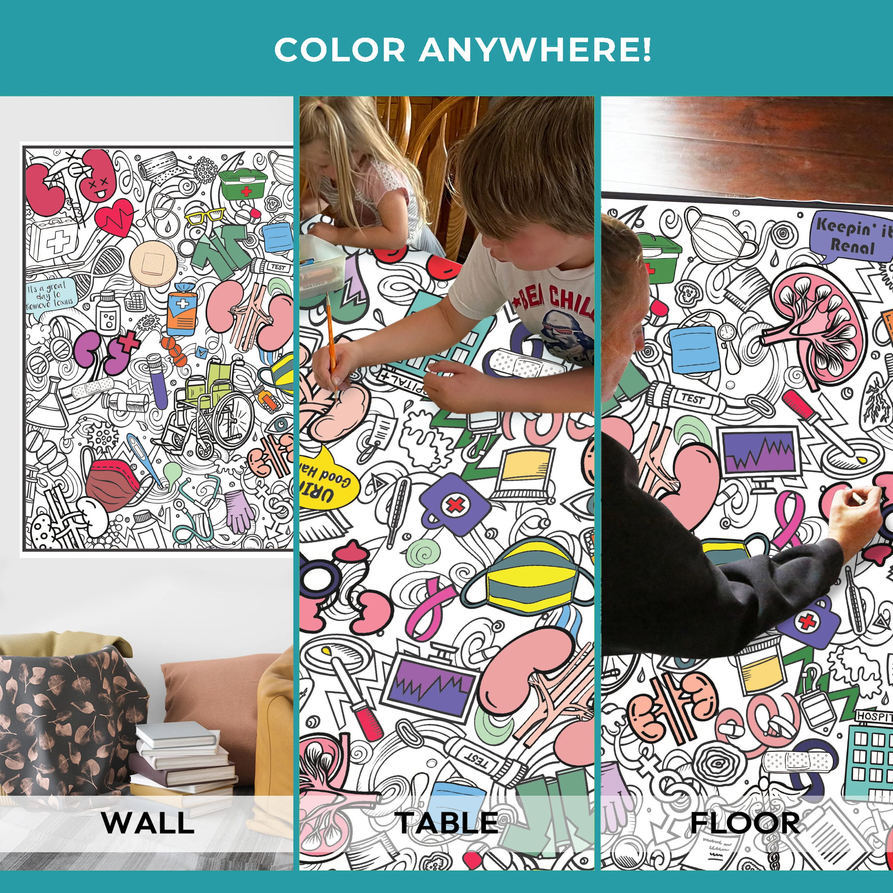 Kidney and Dialysis Awareness-Kidney & Dialysis Awareness Coloring Poster – Nephrology Appreciation & Patient Engagement Activity - Image 12