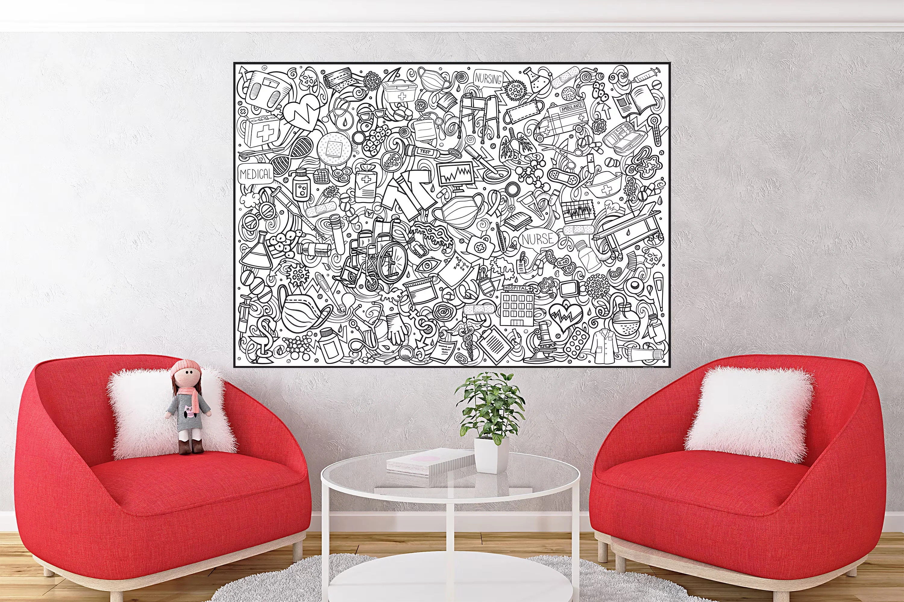 Medical Coloring Poster for Health Education - Hospital Week Team Wellness Activity - Image 13