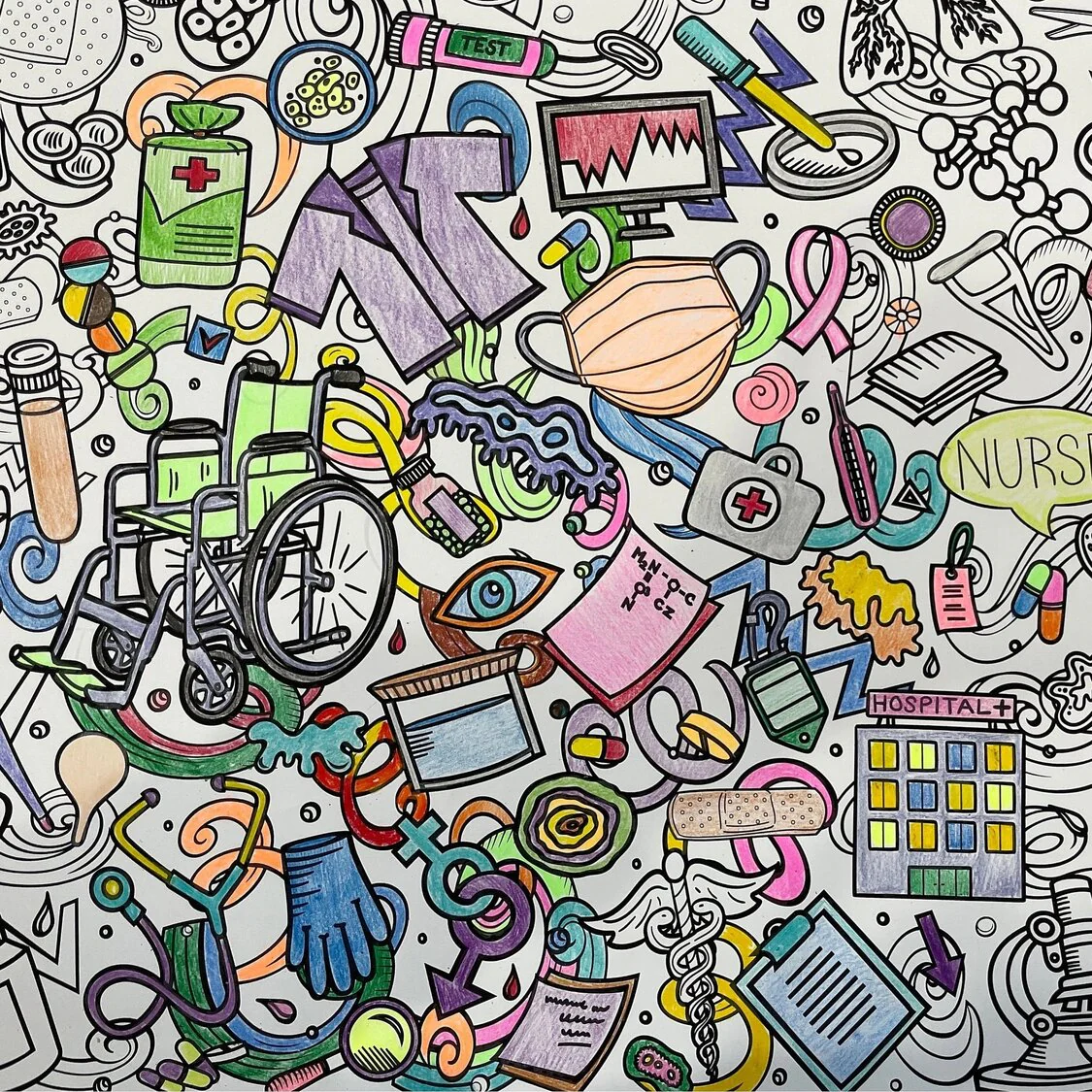 Medical Coloring Poster for Health Education - Hospital Week Team Wellness Activity - Image 5