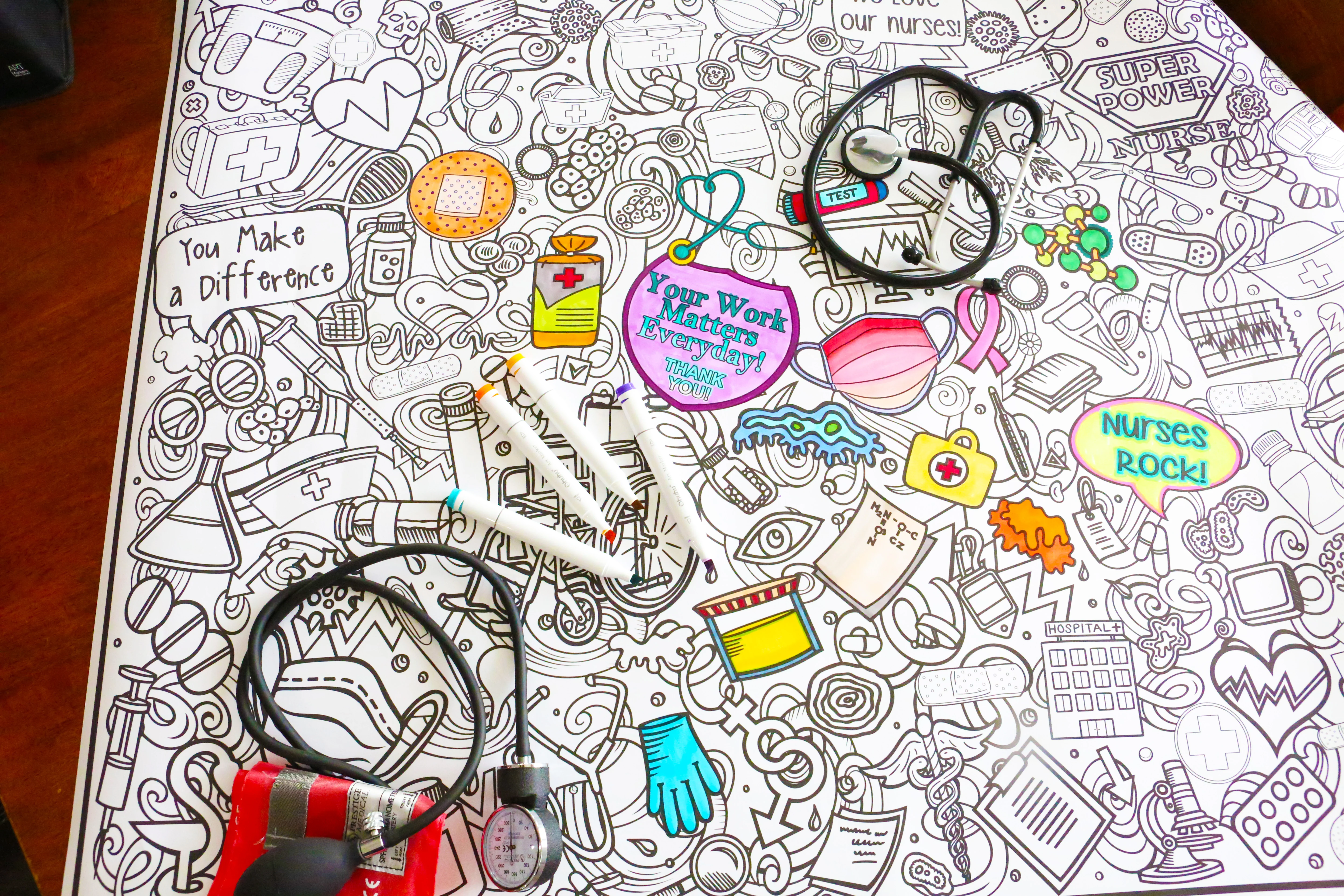 Nurse Giant Coloring Poster – Nurse Appreciation Wall Art, Large Group Coloring Activity for Hospital Break Rooms & Staff Wellness - Image 10