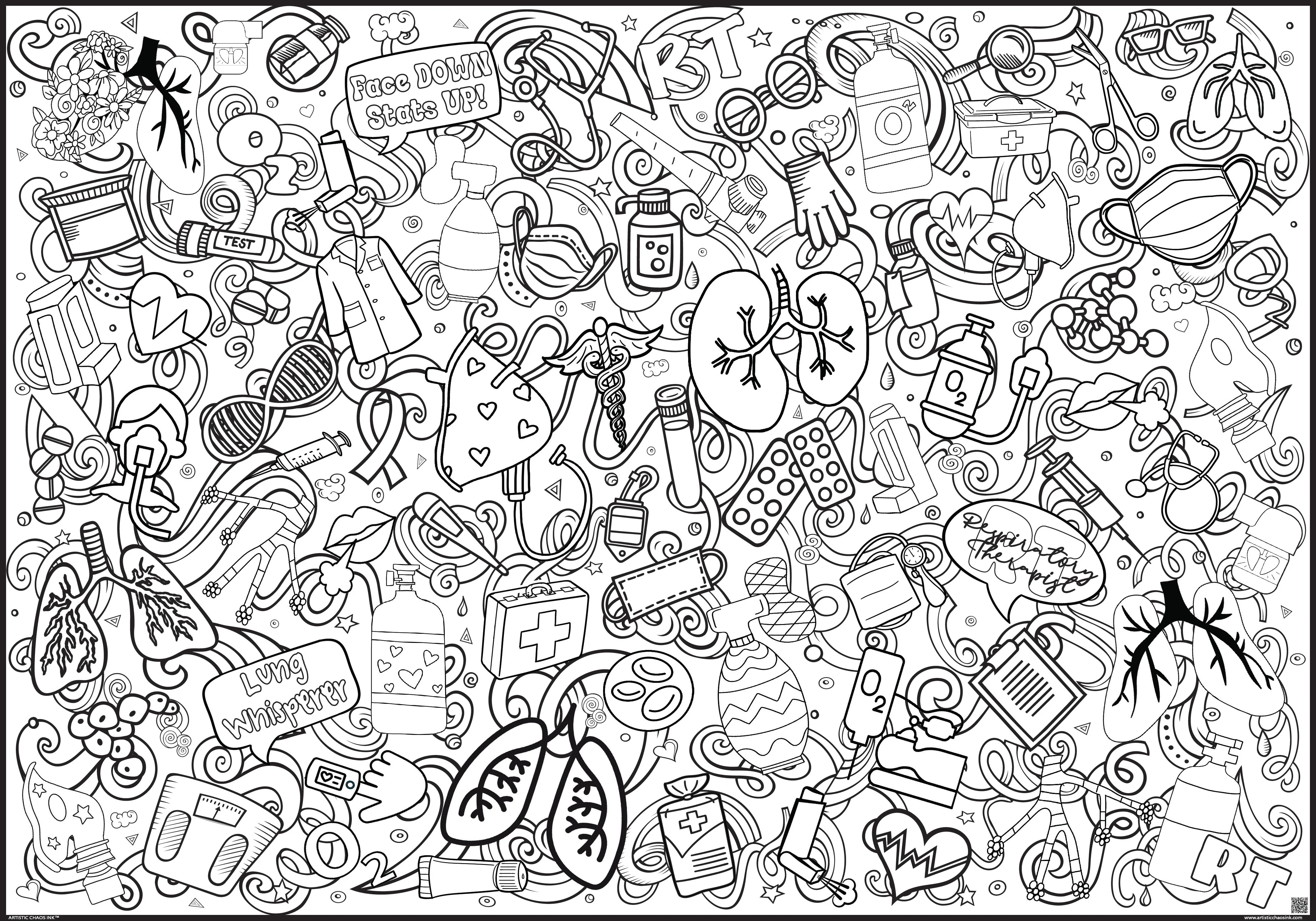 Respiratory Therapy Week Group Coloring Poster – Healthcare Appreciation Activity for Respiratory Therapists - Image 3