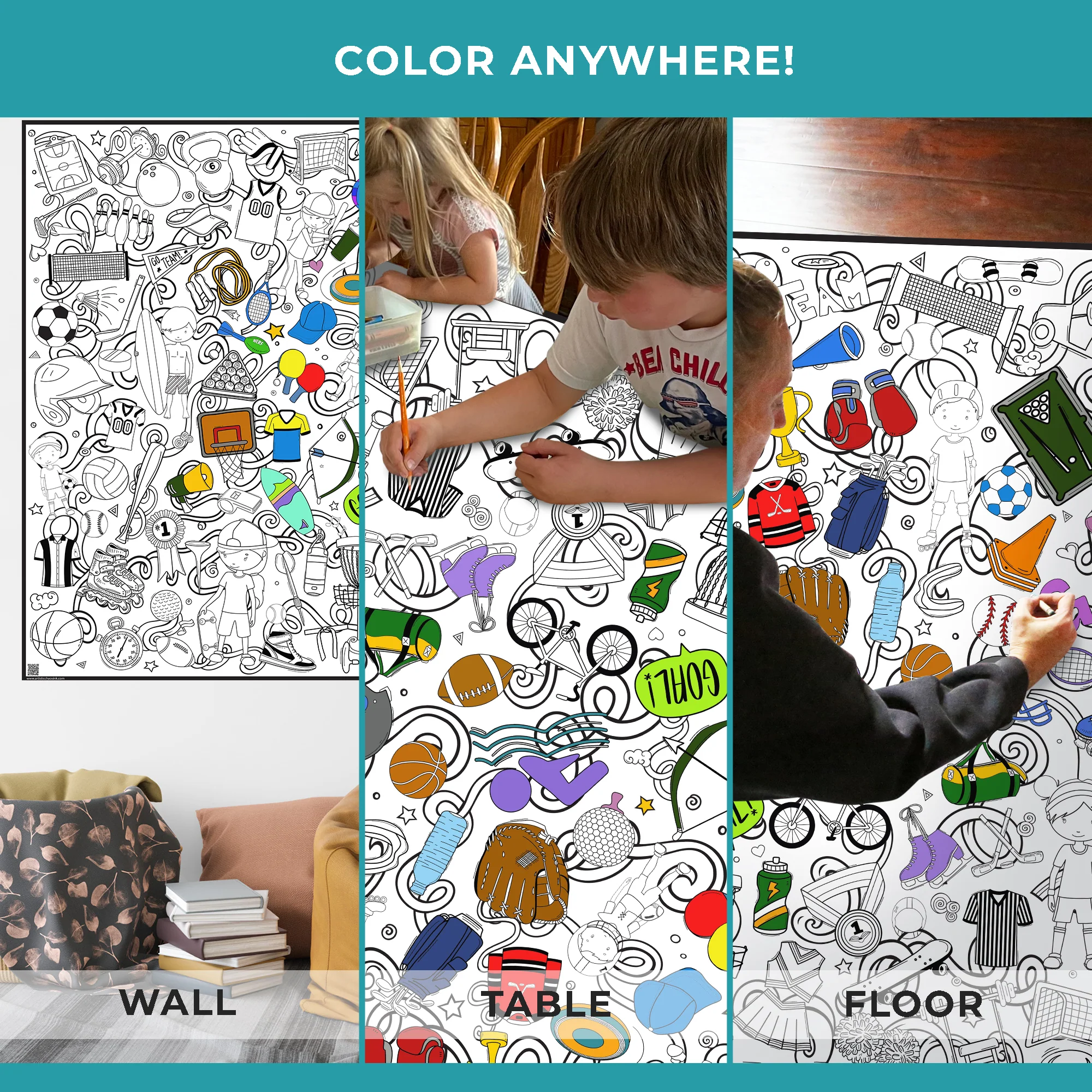 Sports Giant Coloring Poster | Team Coloring Activity - Image 5