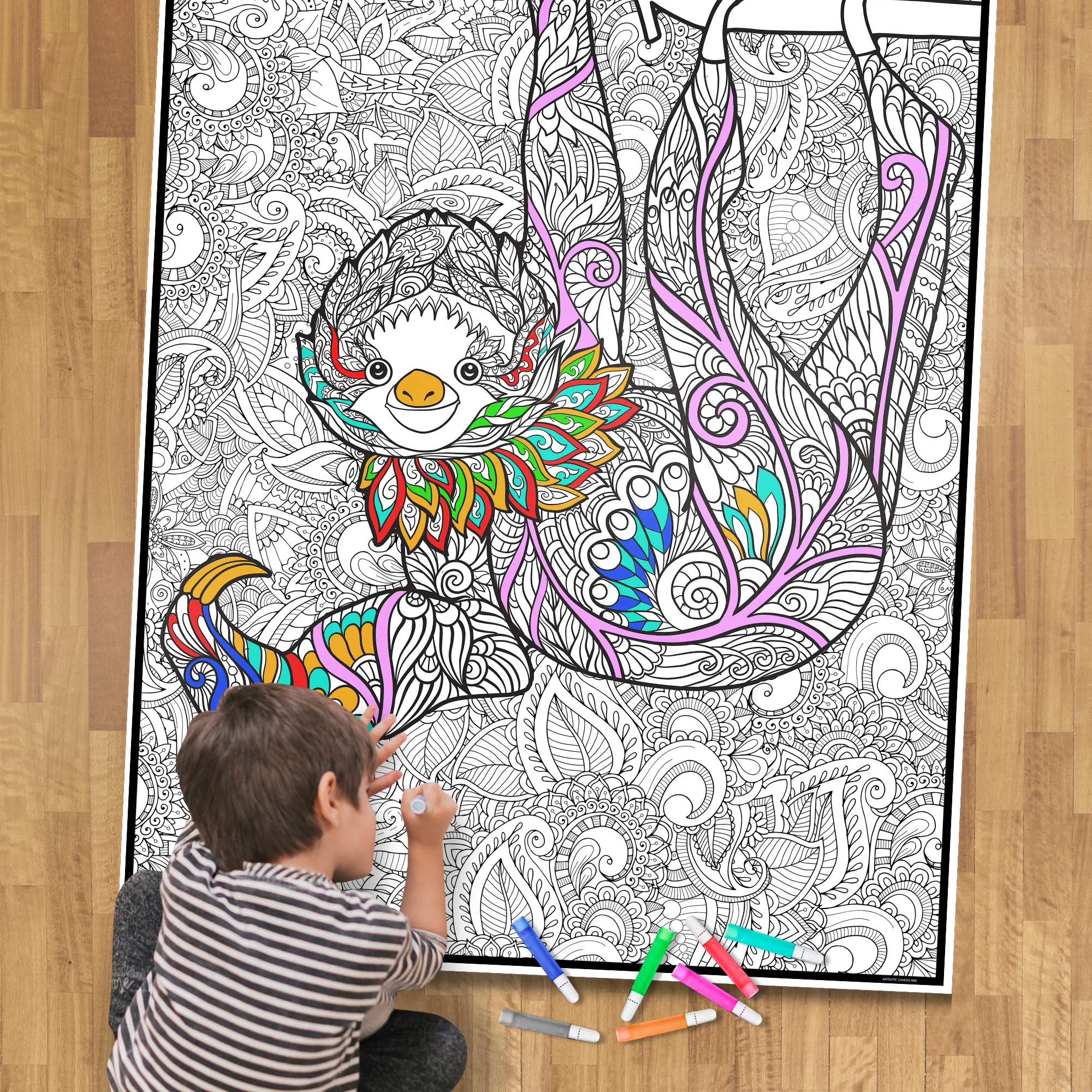 Personalized Giant Sloth Coloring Poster | Relaxed Coloring